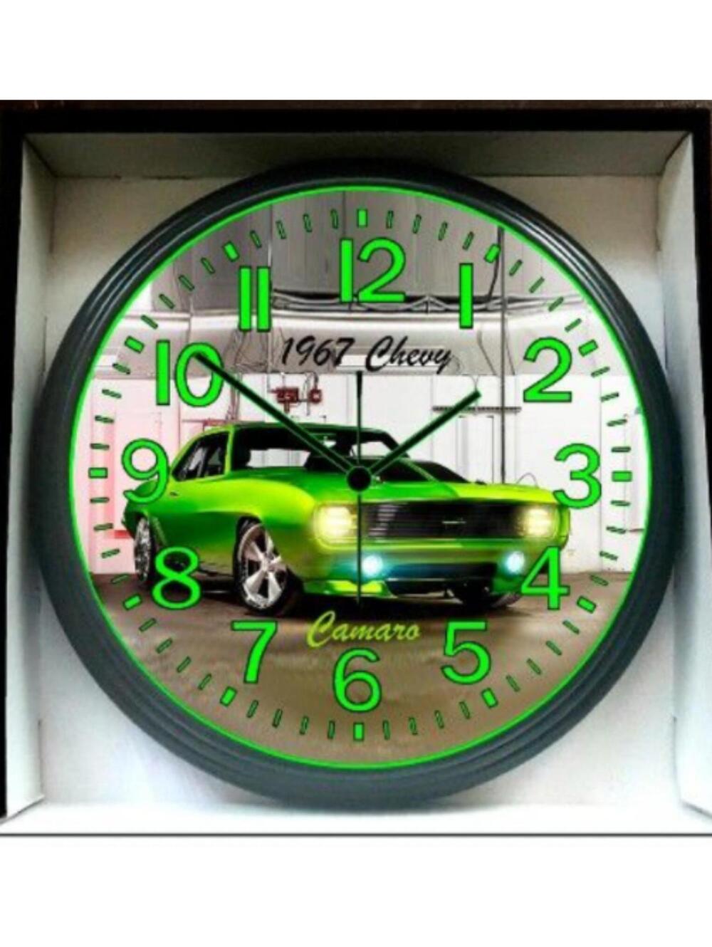 1967 Chevy Chevrolet Camaro Super Sport Bagged Glow In The Dark Wall Clock New!